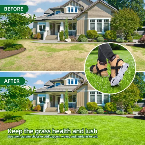 Miniatura 7 de Ohuhu Zapatos aireadores de césped para vidrio: zapatos de aireación de instalación libre con pala de acero inoxidable, sandalias de aireación