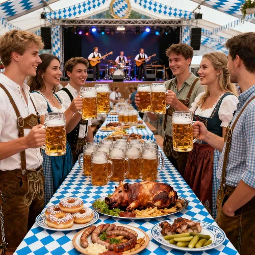 Miniatura 5 de Iceyyyy Manteles rectangulares de Oktoberfest de 3 piezas, color azul y blanco, con bandera bávara para decoración de fiestas temáticas