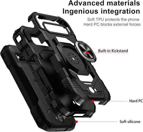 Miniatura 6 de SOGA Funda compatible con Kyocera DuraForce Pro 3 con protector de pantalla de vidrio templado [grado militar] anillo de montaje en automóvil