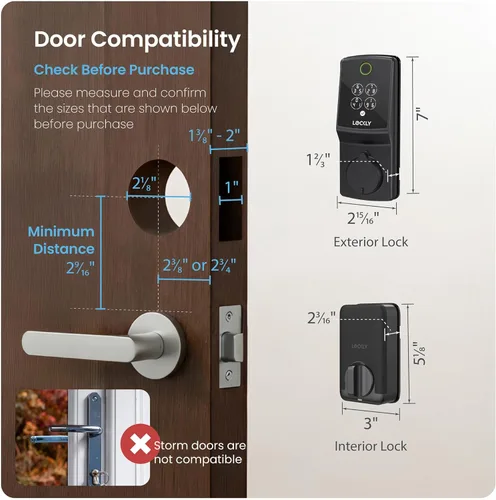 Miniatura 9 de Lockly Secure Pro (2025 Última Versión), Cerradura Inteligente con Wi-Fi Integrado, Nueva Generación de Cerradura de Puerta con Huella Dactilar