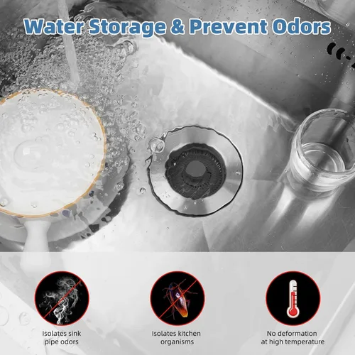Miniatura 7 de Colador universal de acero inoxidable 3 en 1 para fregadero de cocina, tapón emergente para fregadero, cesta coladora para fregadero de cocina