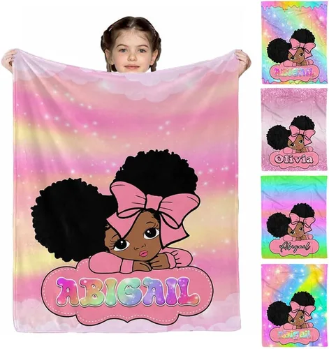 Miniatura 26 de D-Story Mantas personalizadas, mantas personalizadas con nombre, manta americana, manta africana para niña, mantas personalizadas para niños