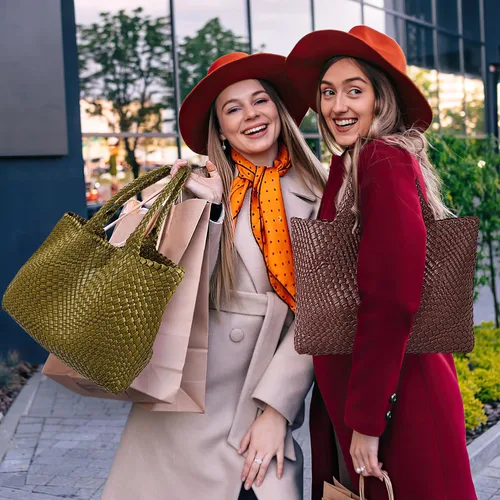 Miniatura 3 de Bolso de hombro tejido para mujer, asa superior de moda, piel vegana suave