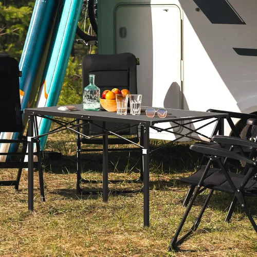 Miniatura 8 de OUTSIDER Mesa de camping plegable con mesa enrollable de aluminio, mesa de playa portátil ligera con bolsa de transporte para cocinar al aire libre