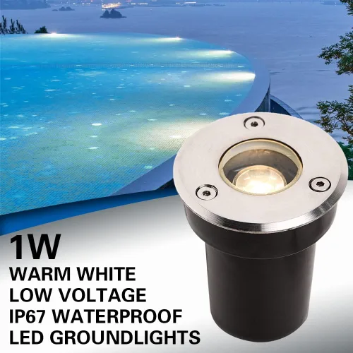 Miniatura 2 de Luces LED de suelo de bajo voltaje de 1 W con conectores de cable, luces de pozo al aire libre impermeables en tierra (12 unidades) para jardín