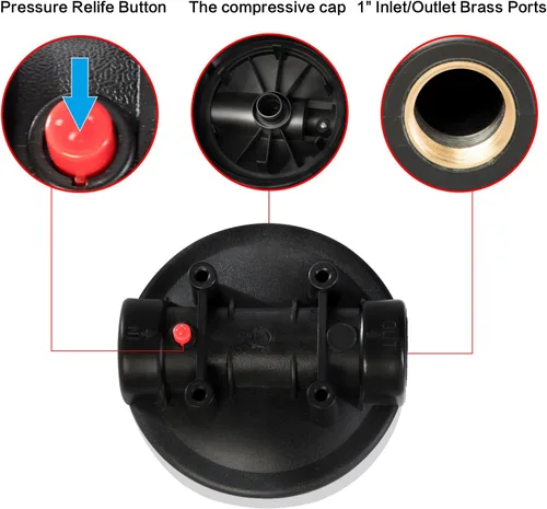 Miniatura 6 de Geekpure Sistema de filtración de agua para toda la casa con carcasa de 10 pulgadas, puerto de 1 pulgada y filtro de sedimentos PP de 4.5 x 10