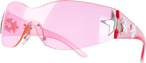 Miniatura 13 de Nydotd Lentes de sol Y2K sin montura envolventes para mujeres y hombres, sin marco, gafas de sol de moda de los años 2000 Marco negro / Lente negro