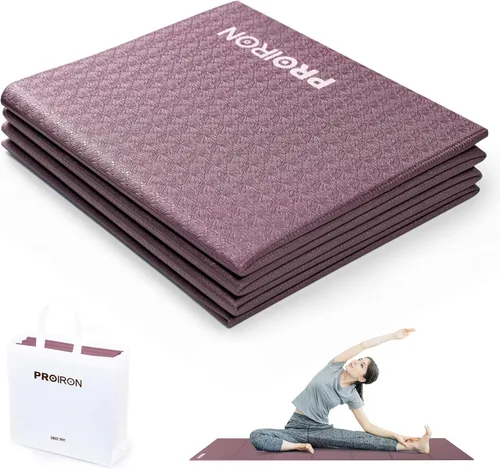 Miniatura 11 de PROIRON Esterilla de Yoga Plegable 0.24"/0.16" para Entrenamiento en Casa y Viajes, Esterillas de Yoga de Viaje Antideslizantes con Bolsa