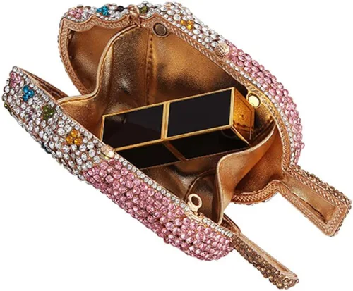 Miniatura 4 de Tngan Bolso de mano de noche con purpurina y diamantes de imitación para mujer, con forma de helado, bolsa de hombro para niña