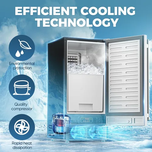 Miniatura 8 de Coolski Máquina de Hielo Comercial Bajo Mostrador de 15" de Ancho, 80 LBS/Día de Acero Inoxidable Incorporada e Independiente con Filtro de Agua