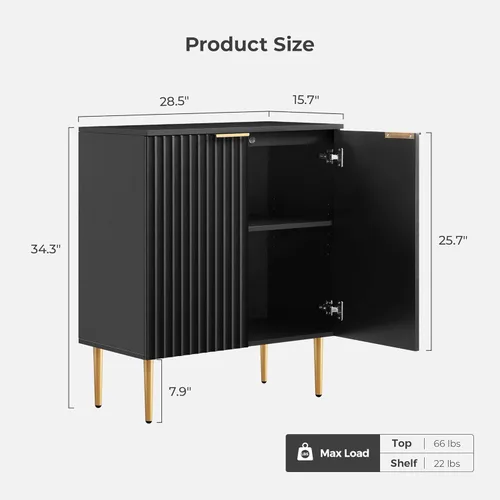 Miniatura 2 de SICOTAS Aparador Moderno de Entrada - Credenza de Buffet con Almacenamiento, Gabinete con 2 Puertas y Estantes Ajustables, Mesa de Acento para Barra