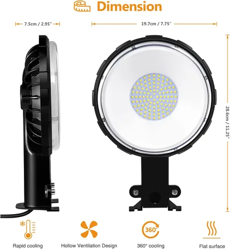 Miniatura 2 de Viugreum Paquete de 2 luces LED de granero de 100 W, 12000 lm, iluminación exterior del anochecer al amanecer, luz de jardín IP65 impermeable 5000 K