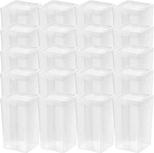 Miniatura 15 de IRIS USA - Contenedores de almacenamiento verticales de plástico con tapa abatible para despensa, hogar, oficina, organización, tamaño mediano