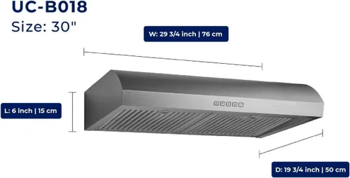 Miniatura 2 de Hauslane Campana Extractora Bajo Gabinete de 30 Pulgadas, Ventilación de Campana para Cocina Campana de Ventilación Silenciosa, LED de Ahorro