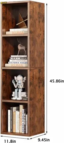 Miniatura 2 de Estantería de 4 estantes, estante de almacenamiento de 4 cubos, mesita de noche pequeña, armario rústico pequeño para sala de estar, dormitorio