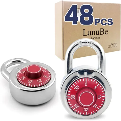 Miniatura 11 de LanuBe Candado combinado, 2 pulgadas de ancho, placa de esfera negra de 3 pulgadas de altura, 3 dígitos únicos, paquete de 1 código para casillero