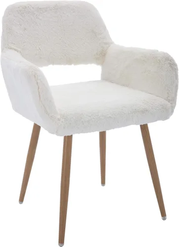 Silla de escritorio peluda, moderna silla de oficina en casa sin ruedas, silla de tocador de piel sintética con respaldo hueco, cómodo sillón con