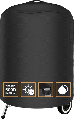 Miniatura 17 de NEXCOVER Funda redonda para parrilla 19.5” de diámetro por 32” de alto, cubierta para barbacoa, cubierta para ahumador, cubierta para barbacoa