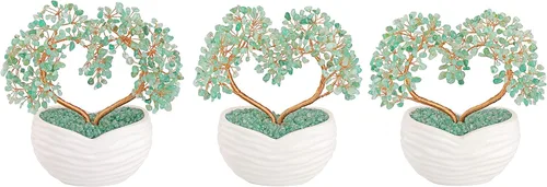 Miniatura 7 de GEHECRST Árbol de aventurina verde con cristales curativos de corazón, árbol de dinero, piedras preciosas de reiki, árboles bonsái de cuarzo, adorno
