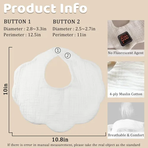 Miniatura 4 de Baberos de muselina para bebés, baberos para babero de dentición para bebé niña o niño de muselina de algodón Jade blanco