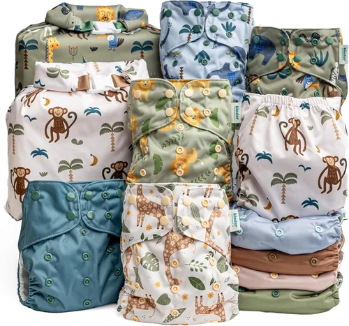 Miniatura 26 de Kinder Juego de 5 pañales de tela reutilizables para bebé, estilo bolsillo, camiseta atlética que absorbe la humedad, recién nacido a orinal 7-60