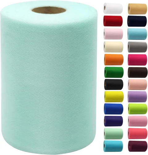 Miniatura 18 de Rollos de tela de tul de 6 pulgadas por 100 yardas (300 pies) Carrete de cinta de tul para manualidades, tutú, arco para la cabeza, decoración