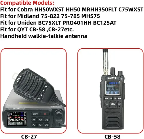 Miniatura 7 de Antena táctica de radio CB de 27 MHz, 18.4 in/18,38 pulgadas, conector macho BNC, antena de radio para QYT CB-27 CB-58 Radio marina de mano