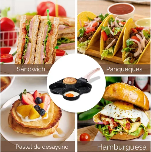 Miniatura 5 de CAROTE Sartén para Huevos Sartén para Tortilla, Sartén Antiadherente de Granito para Tortilla de 4 Tazas - Sartén para Panqueques y Cocedor de Negro