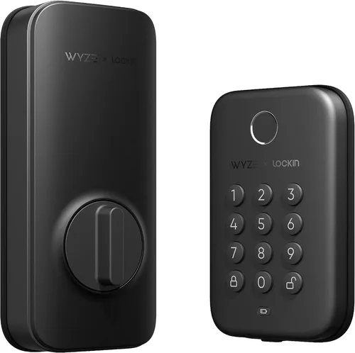 Wyze Cerrojo de Bloqueo Automático, Entrada sin Llave con Huella Dactilar para Puerta, Reemplazo de Cerradura Inteligente Bluetooth, Teclado