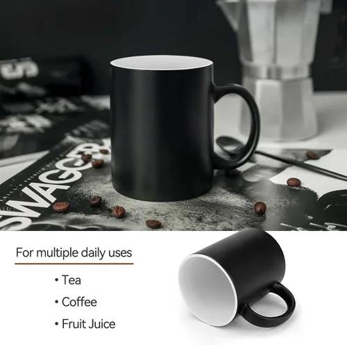 Miniatura 7 de Taza de café personalizada que cambia de color de 11 onzas, taza mágica de cerámica con imagen o texto, sensible al calor, de dos caras, divertida