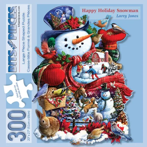 Miniatura 2 de Bits and Pieces Rompecabezas de 300 piezas para adultos – Muñeco de nieve feliz – Rompecabezas de Navidad por el artista Larry Jones
