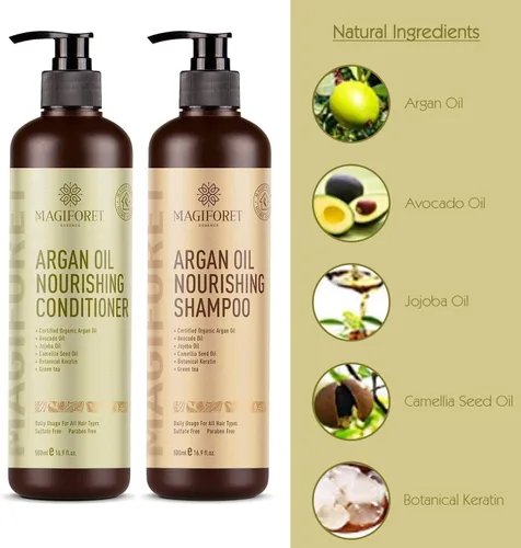 Miniatura 4 de MagiForet - Acondicionador para cabello y champú, acondicionador de aceite de argán, acondicionador natural para cabello seco y dañado