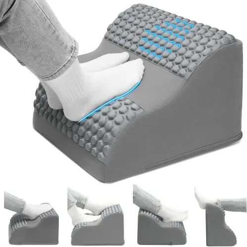 Miniatura 7 de Reposapiés para debajo del escritorio en el trabajo, taburete de 3 niveles con espuma gruesa de alta densidad y puntos de masaje, reposapiés