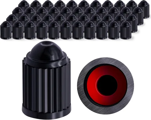 Miniatura 18 de 30 piezas de tapas de vástago de válvula de neumático TPMS, tapas de vástago de válvula de rueda de plástico negro para TR20008 TPMS, tapas