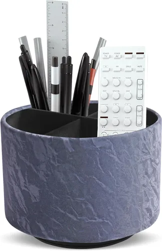 Miniatura 44 de Organizador Redondo de Cuero para Suministros de Arte, Soporte para Control Remoto, Rotación de 360 Grados, Soporte Multifuncional para Lápices