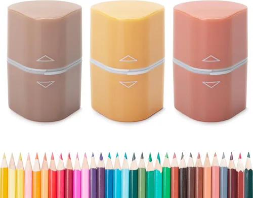 Miniatura 6 de Mr. Pen - Sacapuntas para lápices de colores, paquete de 3, 3 agujeros, manual de sacapuntas Colores boho
