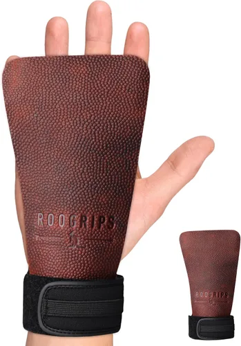 RooGrips Empuñaduras de cuero prémium sin dedos para barras de gimnasia, entrenamiento cruzado, gimnasio y entrenamientos en casa, barras de Grano