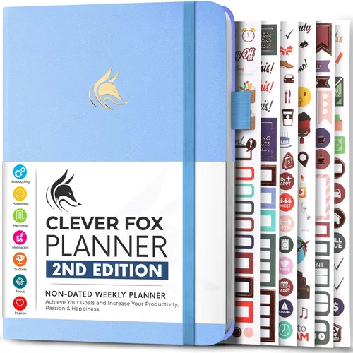 Miniatura 8 de Clever Fox - Agenda 2ª Edición – Planificador de Metas Semanales y Mensuales Colorido, Organizador de Gestión del Tiempo y Productividad, Sin Fecha