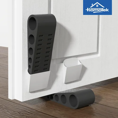 Miniatura 2 de HOMOTEK Paquete de 2 topes de puerta de goma con forma de cuña para puertas de puerta, protectores de pared para piso e parte inferior de la puerta