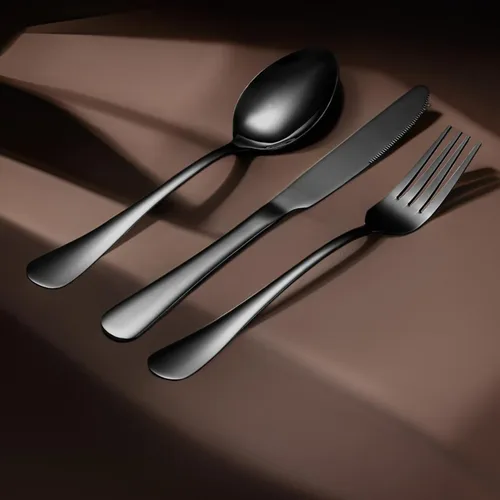 Miniatura 4 de Black Forks - Juego de cubiertos de 6 piezas, tenedores de acero inoxidable, juego de tenedores pulidos con espejo, juego de cubiertos esenciales