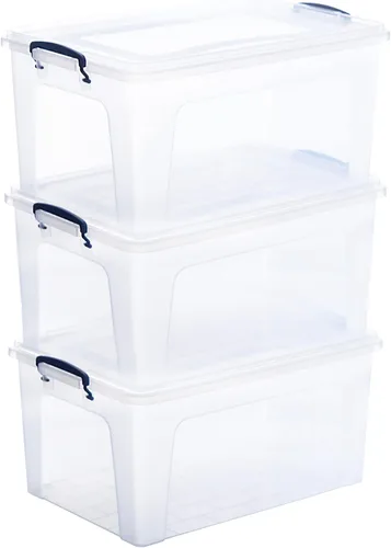 Miniatura 34 de Superio Cajas de almacenamiento transparentes con tapas, contenedores de plástico de 2.5 cuartos de galón para organizar, cajas apilables, sin BPA