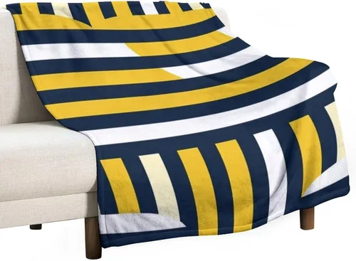 Miniatura 28 de Manta de rayas náuticas amarillas y azul marino, moderna, ultrasuave, manta de microfibra para sofá, cama para niños y adultos, 30 x 40 pulgadas
