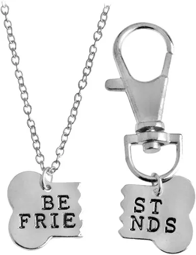 Miniatura 4 de Meiligo® Moda 2 piezas parejas aleación hueso perro collar llavero mejor amigo rompecabezas colgante juego etiqueta perro etiqueta collar conjunto