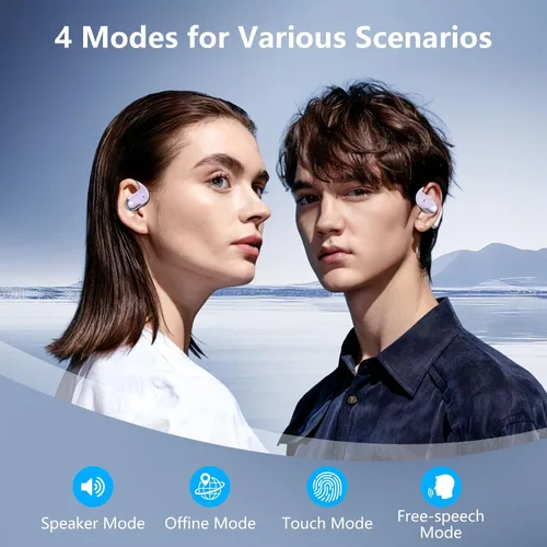 Miniatura 7 de Auriculares abiertos, clip para colocar sobre las orejas, auriculares inalámbricos, conducción ósea, micrófono integrado, pantalla LED Bluetooth
