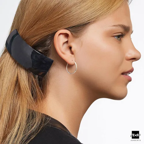 Miniatura 22 de Amberta® Aretes de plata de ley 925 con círculos finos y sin fin. Tamaño del diámetro: 20 30 40 60 2.953 in