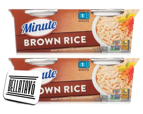 Miniatura 6 de Paquete de arroz integral instantáneo. Incluye dos paquetes de 8.8 onzas de arroz integral minuto listo para servir. Cada uno tiene 2 tazas de arroz