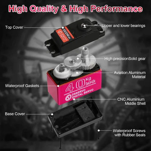 Miniatura 4 de 88.2 lbs Servo Digital Servo Digital Servo Full Metal Gear Impermeable con Servo Bocina 25T Compatible con 1/8, 1/10, 1/12 RC Car Crawler Robot