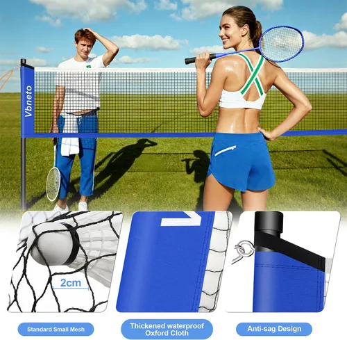 Miniatura 3 de Juego de bádminton, sistema portátil antiempañamiento para exteriores, red duradera oficial de 20 x 5 pies, fácil de instalar, con 4 raquetas, 3