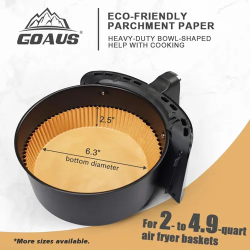 Miniatura 3 de GOAUS Freidora de aire, 150 forros de papel redondos desechables para cestas de 2 a 5 cuartos de galón, papel pergamino antiadherente sin blanquear