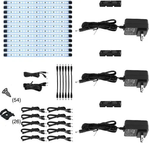 Inspired LED Tira de luz LED Pro Series Triple Deluxe+ 12 paneles - Kit de fuente de alimentación 3 - Blanco frío Blanco fresco